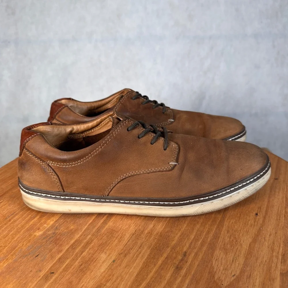 Johnston & Murphy McGuffey Derby Mens 9.5 Brown Good Nubuck Plain Toe Shoes